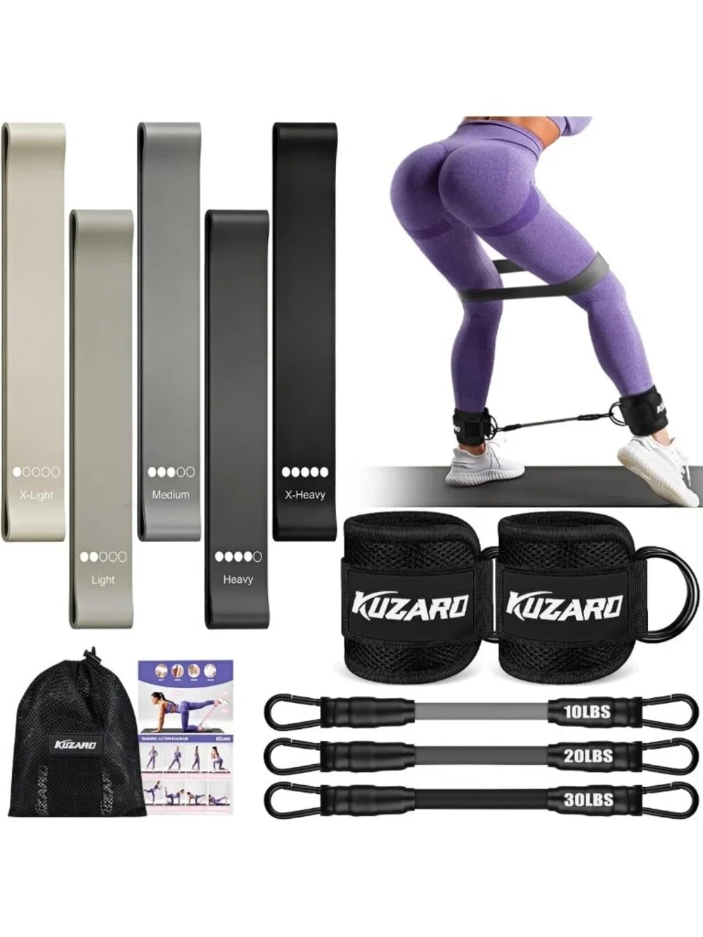 Ankle Resistance Bands Set for Leg & Glute Workouts, Home Gym Exercise Equipment